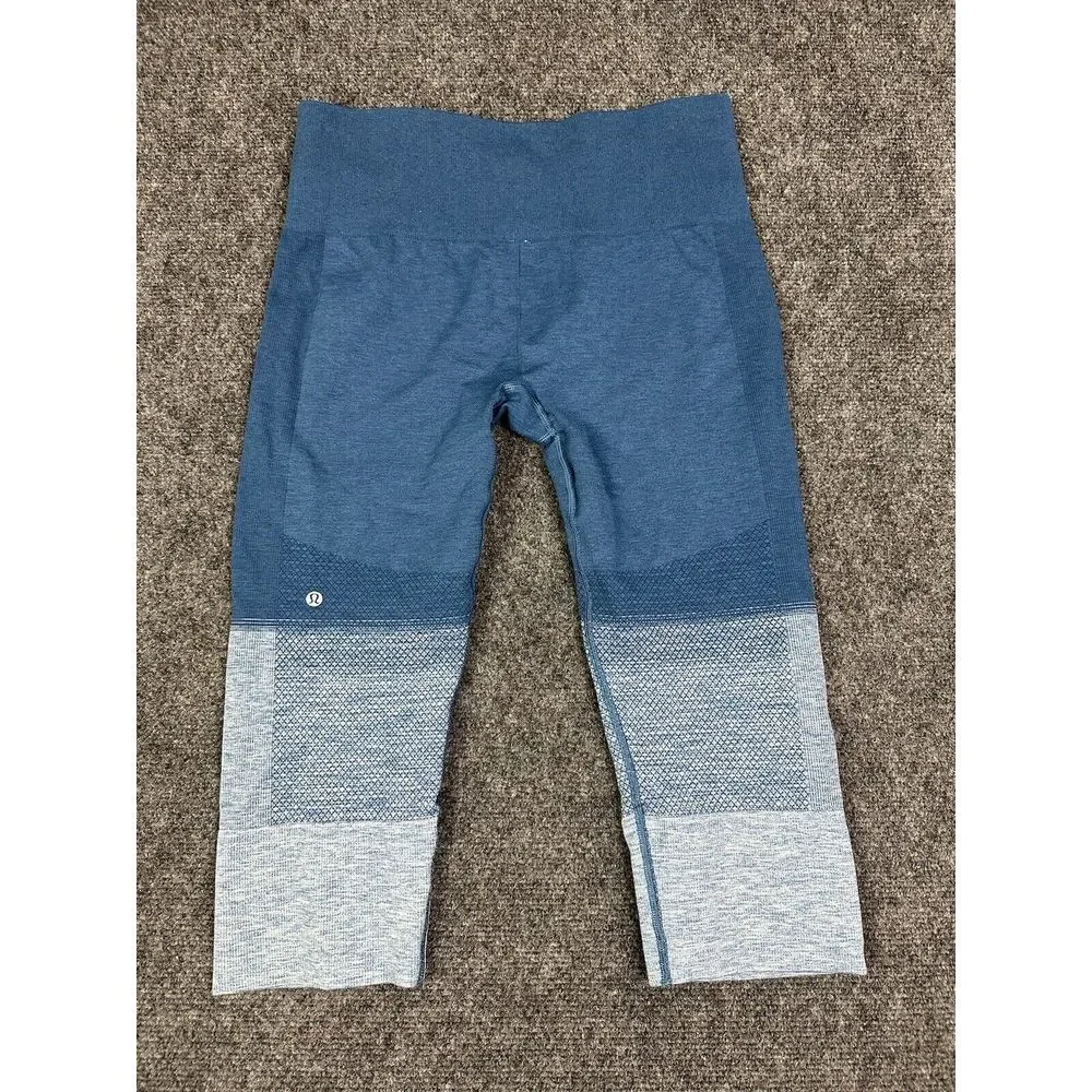 Lululemon Leggings Womens 8 Blue‎ Ombre Seamlessly Street Crop Athletic Gym